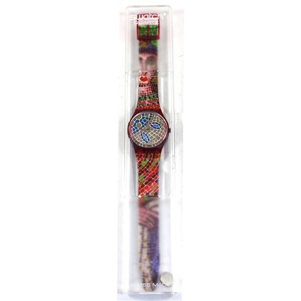 Vintage 1990 Swatch Gent GR107 NEW 'Ravenna' Style Wristwatch in Original Case