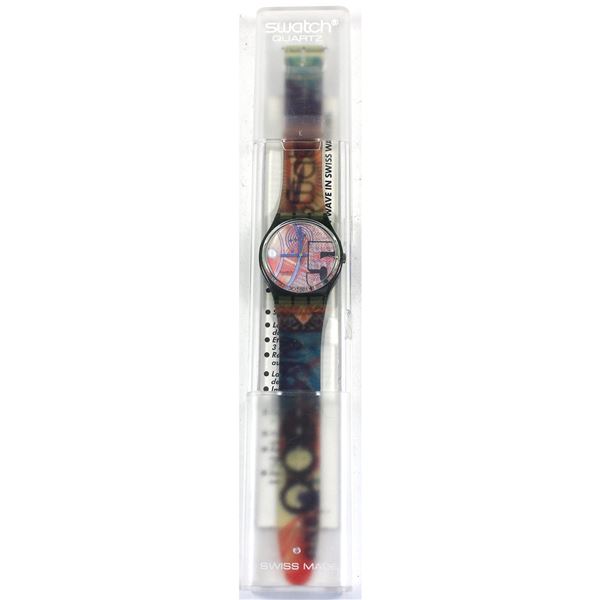 Vintage 1991 Swatch Gent GG110 NEW 'Franco' Style Wristwatch in Original Case with Papers