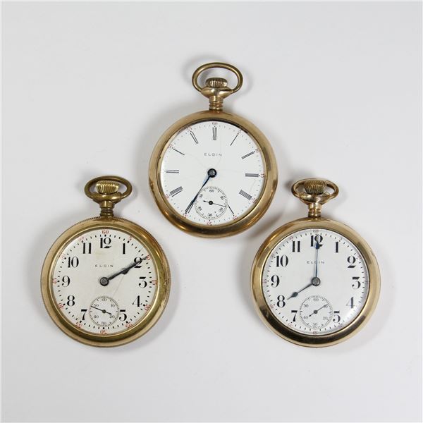 Three (3) Elgin 18S Pocket Watches