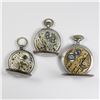 Image 2 : Three (3) Swiss .800 Silver Pocket Watches