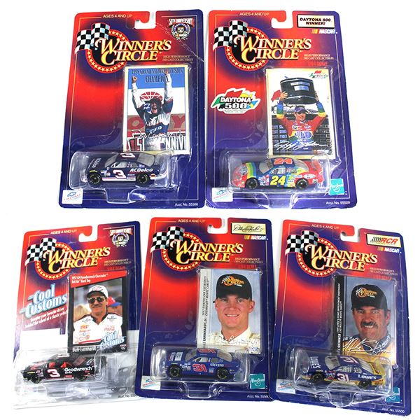 5x Nascar Winners Circle 1/64 Scale Hasbro Die-Cast Cars w/ Trading Card. 5pcs.