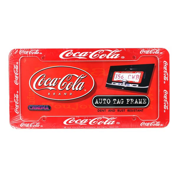 Coca-Cola (c.Late 1990s) Auto Tag Frame, Sealed. Dent & Rust Resistant