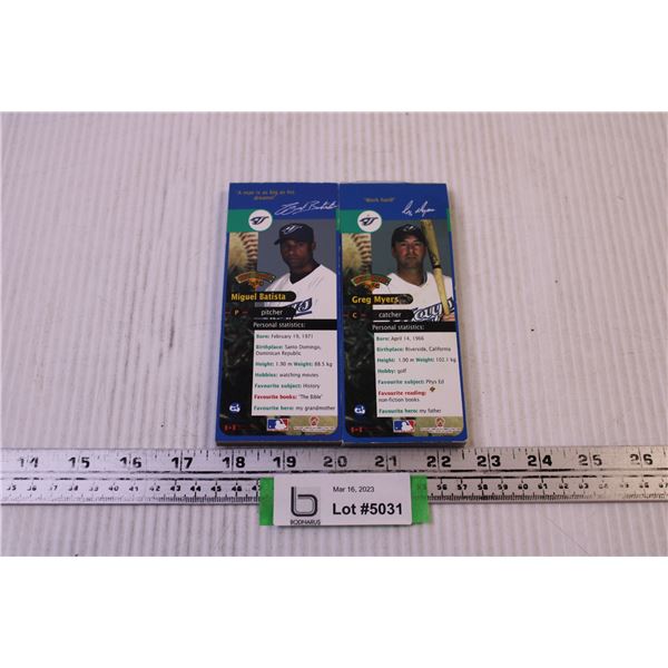 (2) Packs of Toronto Blue Jays Book Marks Featuring the Players