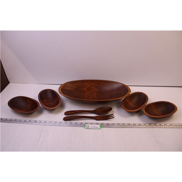 7-Piece Wooden Salad Bowl Set