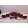 Image 1 : 7-Piece Wooden Salad Bowl Set