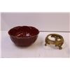 Image 2 : Bowl w/ Footed Brass Stand + Glass Grapes