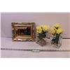 Image 1 : Framed Wall Art + (2) Vases w/ Rocks and Fake Flowers