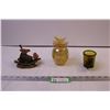 Image 1 : Blown Glass Perfume Bottle + (2) Decor Items