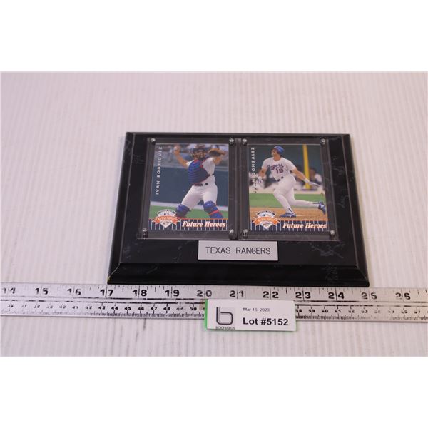 (2) Mounted Upper Deck Baseball Cards (Ivan Rodriguez and Juan Gonzalez)