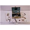 Image 1 : Jewellery Box w/ Mix of Costume Jewellery, Cufflinks, Gauge Earrings, and a Casio Watch