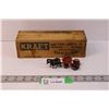 Image 1 : Small Vintage Wooden Crate and Die Cast Horse and Firetruck Miniatures