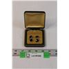 Image 1 : Set of Men's Black Imitation Gem Cufflinks in Box