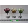 Image 1 : (3) Coloured Glass Stemmed Glasses