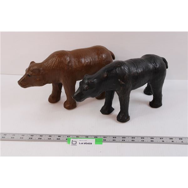 (2) Leather Covered Animals