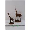 Image 1 : (2) Wooden African Animals - Gazelle and Giraffe