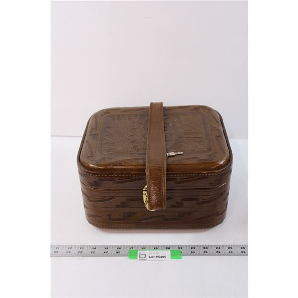 Leather Travelling Jewelry Case with Lock and Key