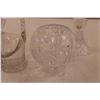 Image 2 : Crystal Footed Candy Dish + (2) Glass Candle Holders & Glass Decorative Basket