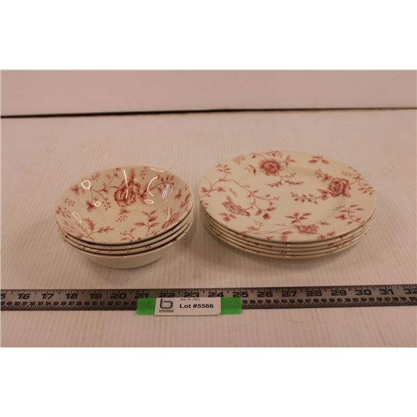 (4) Rose Chintz Bowls + (5) Rose Chintz Plates