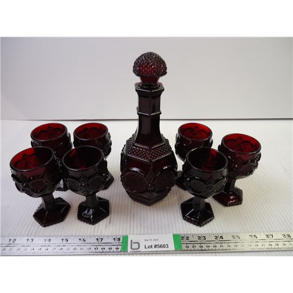 Cape Cod Avon Decanter with (7) Glasses