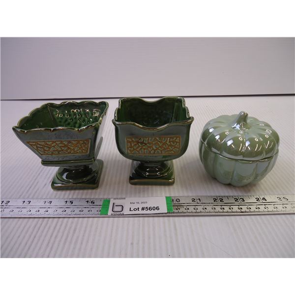 Set of Japanese Planters and Candy/Trinket Dish