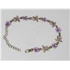 Image 3 : Metal Turtle & Flower Bracelet In-Laid w/Purple Stones