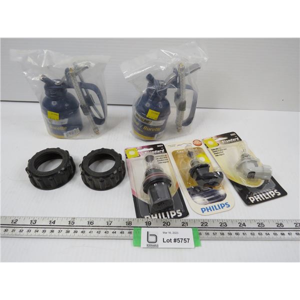 (3) Halogen Headlight Bulbs - (2) Dynaline Oiler Cans - Plumbing Rings