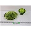 Image 1 : Green Glass Divided Tray and Candy Dish