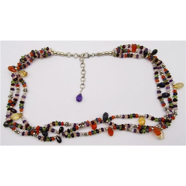 MULTI COLORED CHIPPED STONE & 925 BEADED