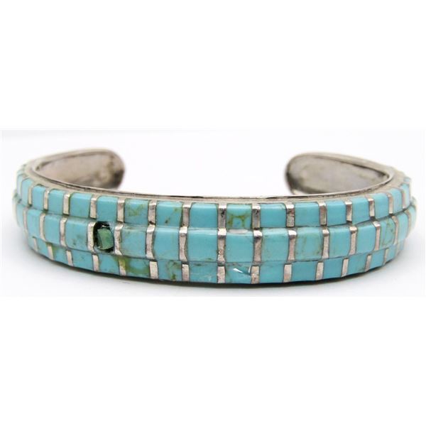 SOUTHWESTERN STERLING CUFF WITH TURQUOISE
