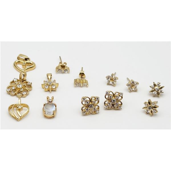 10k GOLD LOT - (4) EARRINGS ( 5) PENDANTS