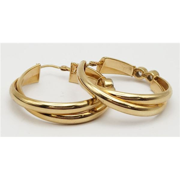 14k GOLD HOOP EARRINGS with CZ's