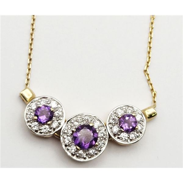 10k GOLD FASHION NECKLACE w/GEM STONES