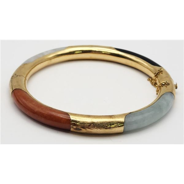 14k GOLD HINDGED JADEITE BRACELET