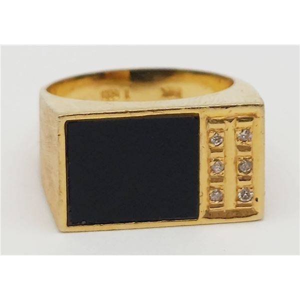 MENS BLACK ONYX & 14k GOLD DRESS RING