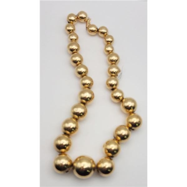 14k GOLD LARGE BEADED NECKLACE 19" LONG