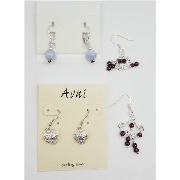 3-PAIRS OF 925 PIERCED DANGLY EARRINGS
