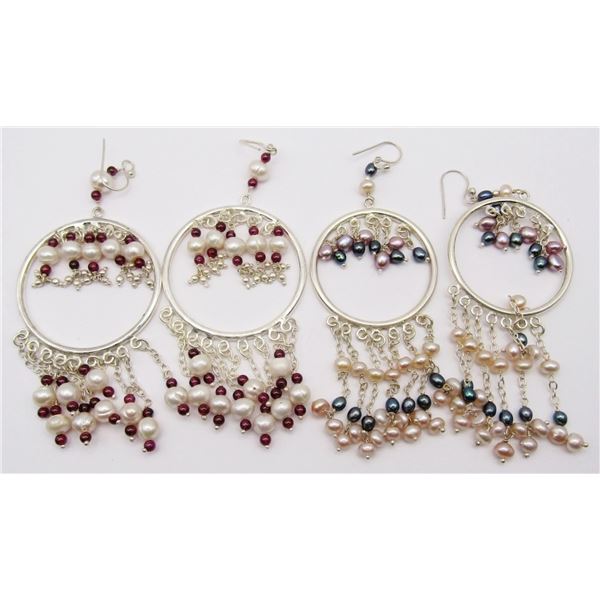 2-PAIRS OF LRG PIERCED 925 CIRCULAR DANGLY