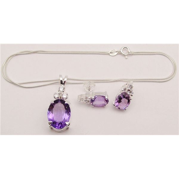 SET! NEW! STELRING PENDANT WITH PURPLE CENTER