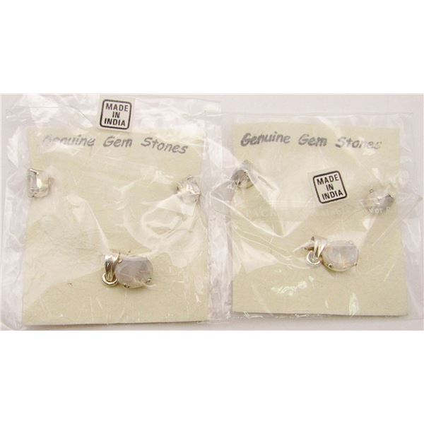 2-SETS! STERLING MOONSTONE PENDANT WITH