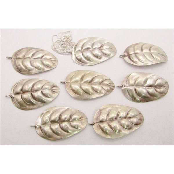 JEWELER'S LOT! (8)STERLING LEAF PENDANTS