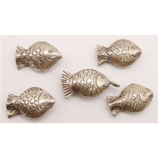 5-STERLING FISH CHARMS WITH ENGRAVED