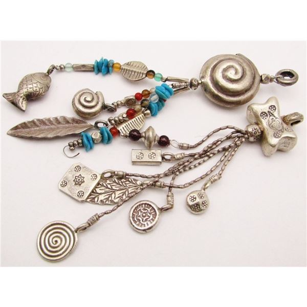 2-UNIQUE STERLING PENDANTS WITH CHARM