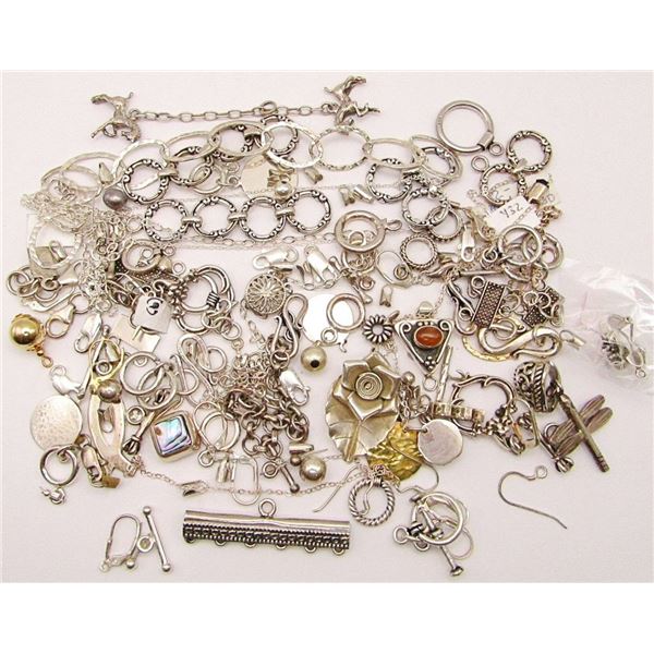 JEWELRY MAKING LOT: LARGE LOT OF STERLING