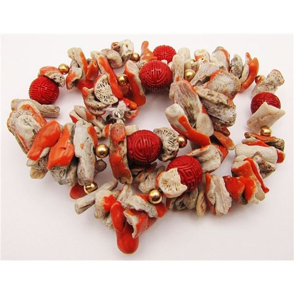 NAUTICAL RAW CORAL NECKLACE WITH GOLD FILLED