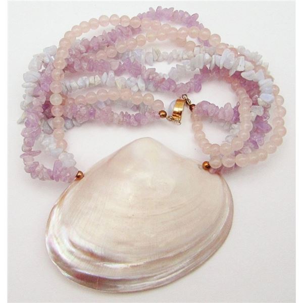 NAUTICAL SHELL NECKLACE WITH MULTI STRANDED