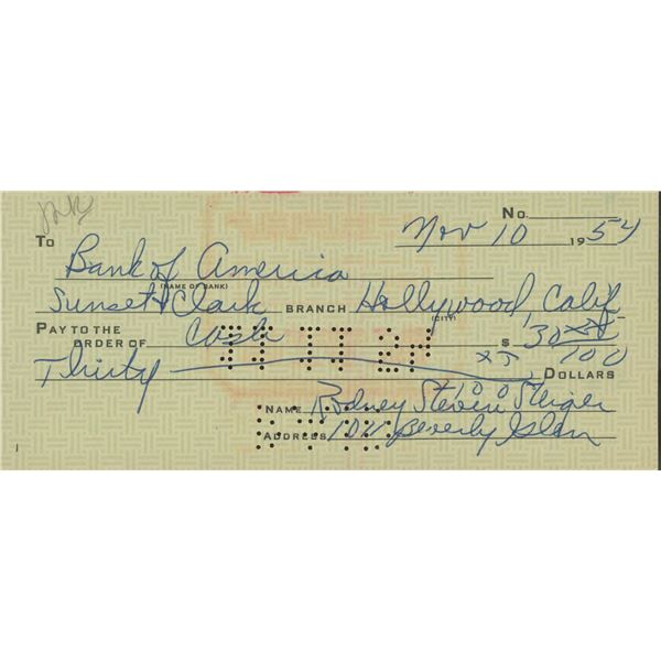 Rod Steiger signed check