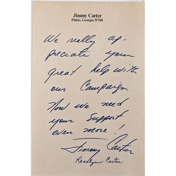 Jimmy and Rosalynn facsimile signed letter
