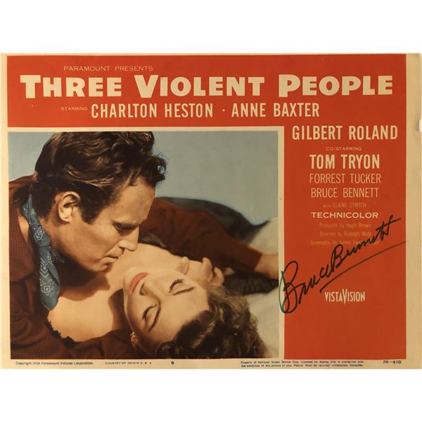 Three Violent People signed lobby card