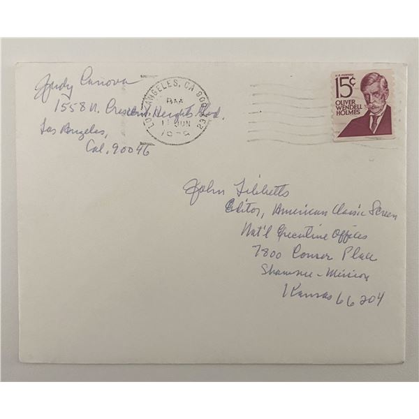 Judy Canova signed envelope. 4x5inches