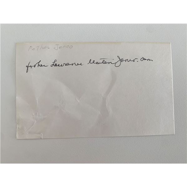 Catholic priest Father Lawrence Martin Jenco original signature